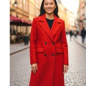 Elegant Women's Double-Breasted Blazer in Vibrant Red NWOT
